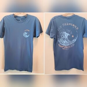 RIP CURL Logo Graphic Tee T-shirt Blue S Wave Surfer Beach